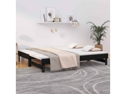 Vidaxl Sofá-cama De Puxar 2x(80x200) Cm Pinho Maciço Preto