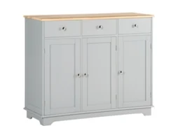 Aparador de Cozinha PROFESIA BOYANG com 3 gavetas, 3 portas, prateleiras ajustáveis, móvel auxiliar (101x40x85 cm) cinzento