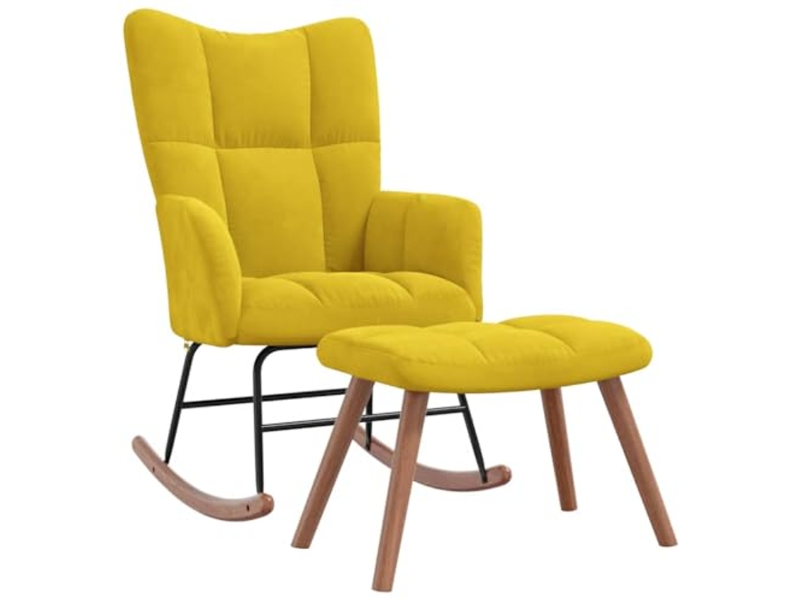 Rocking Chair With Stool, Rocking Chairs With Stools Vidaxl Amarelo Veludo