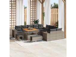 Vidaxl Conjunto De Sofá De Jardim 13 Unid. Cinzeto Vime Pe
