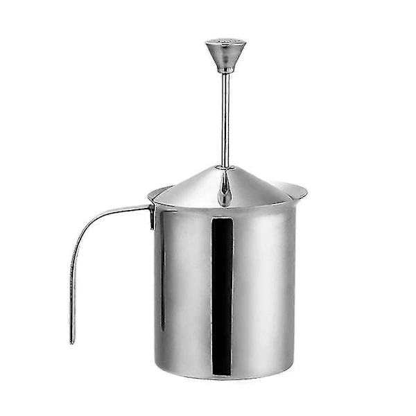 Espumador De Leite Manual De 400 Ml, Com Mecanismo De Pressão E Filtro Duplo Em Aço Inoxidável, Ideal Para Café E Cappuccino