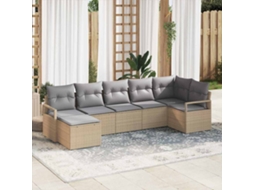 Vidaxl Conjunto De Sofás 7 Unid. Bege Vime Pe