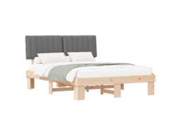 Estrutura de Cama com Cabeceira Estofada em Cinzento Claro MAISON EXCLUSIVE