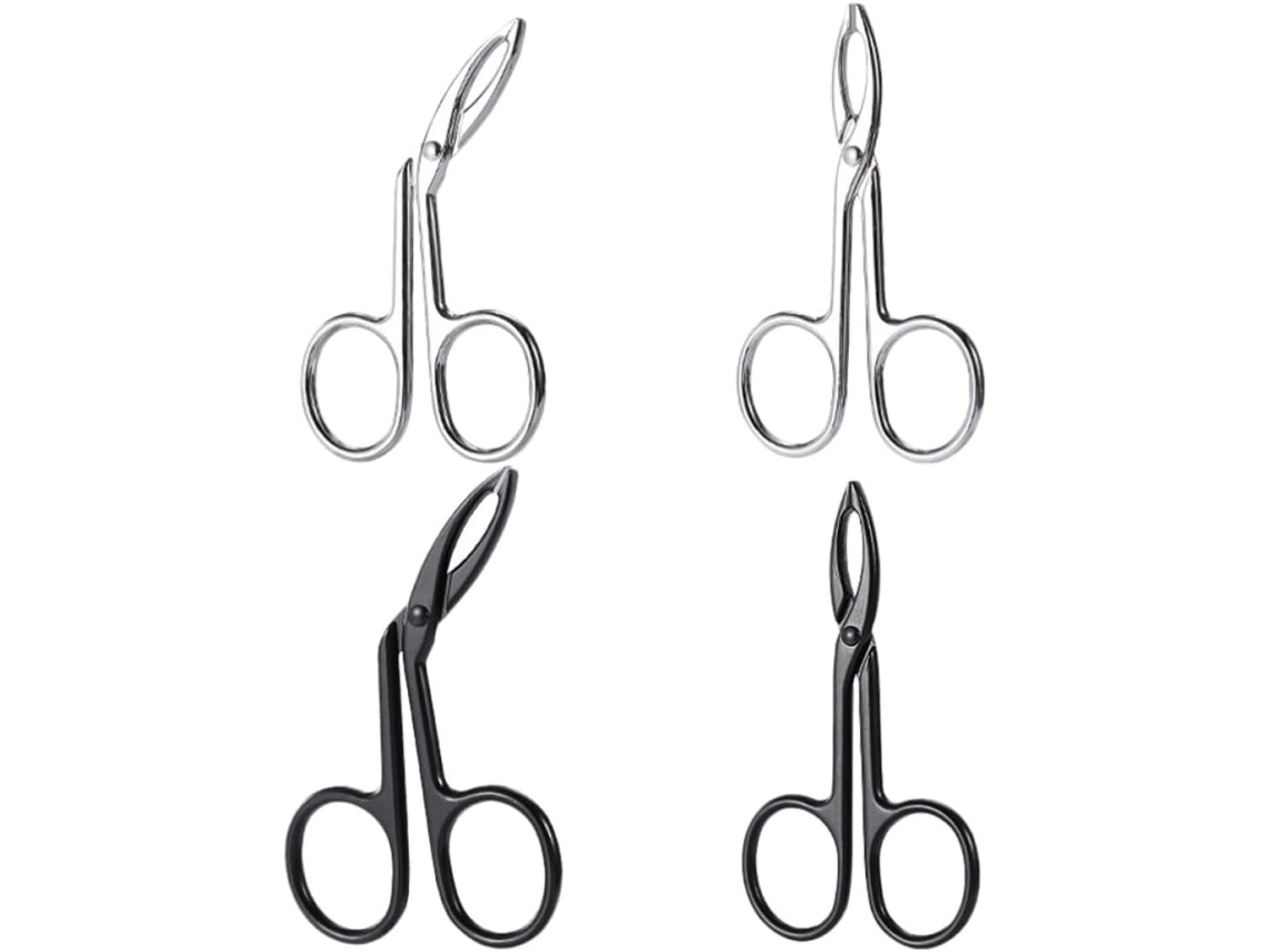 Conjunto De 4 Pinças Curvas Para Sobrancelhas E Pelos Faciais, Em Aço