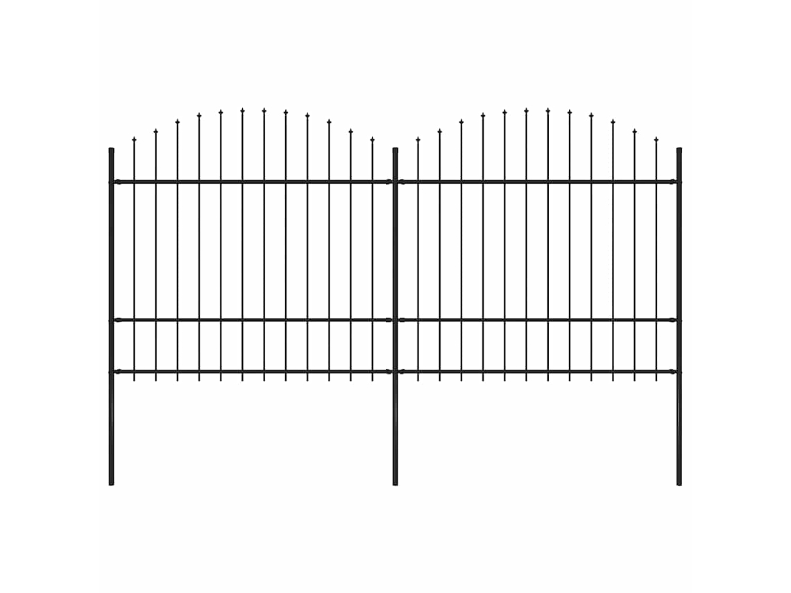 Vidaxl Cerca De Jardim Com Topo Em Forma De Lança Em Aço 337x175 Cm, Preta