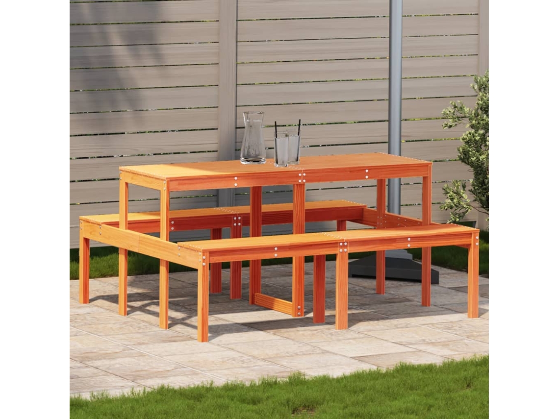 Vidaxl Mesa De Piquenique 160x134x75 Cm Pinho Maciço Castanho-mel