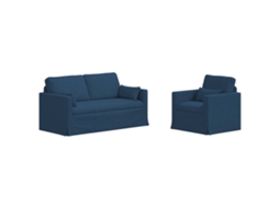Maison Exclusive - Conjunto De Sofás 2 Pcs Azul 158 X 78 X 80 Cm Tecido