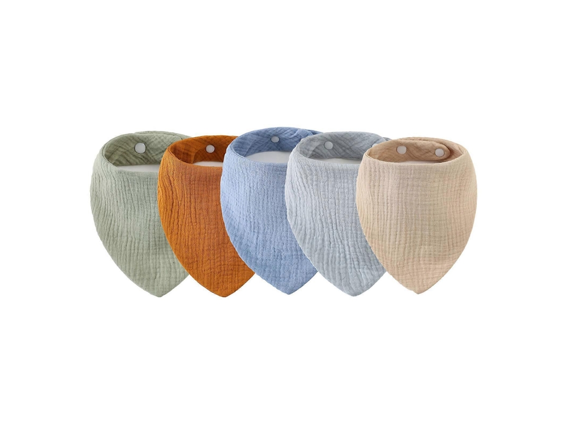 5 Pack Babadores De Bebê Com 3 Camadas Coloful Baby Bandana Babador Babadores De Algodão Para Unissex Meninos Meninas Conjunto De Cores Sólidas P