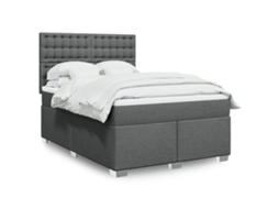 Vidaxl Cama Com Molas/colchão 160x200 Cm Tecido Cinzento-escuro