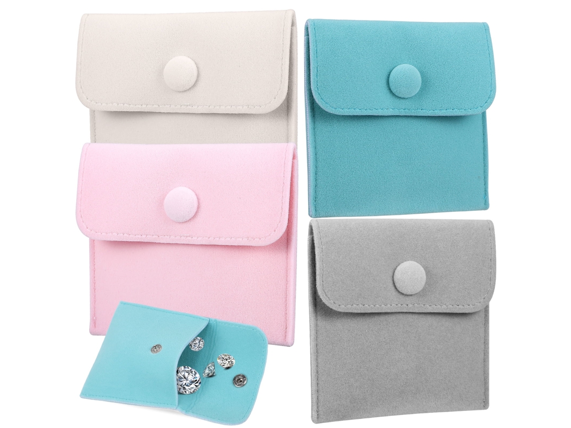 4 Bolsas Organizadoras De Franela Para Joyas, Con Cierre A Presión, Para Collares, Pulseras, Pendientes Y Anillos.