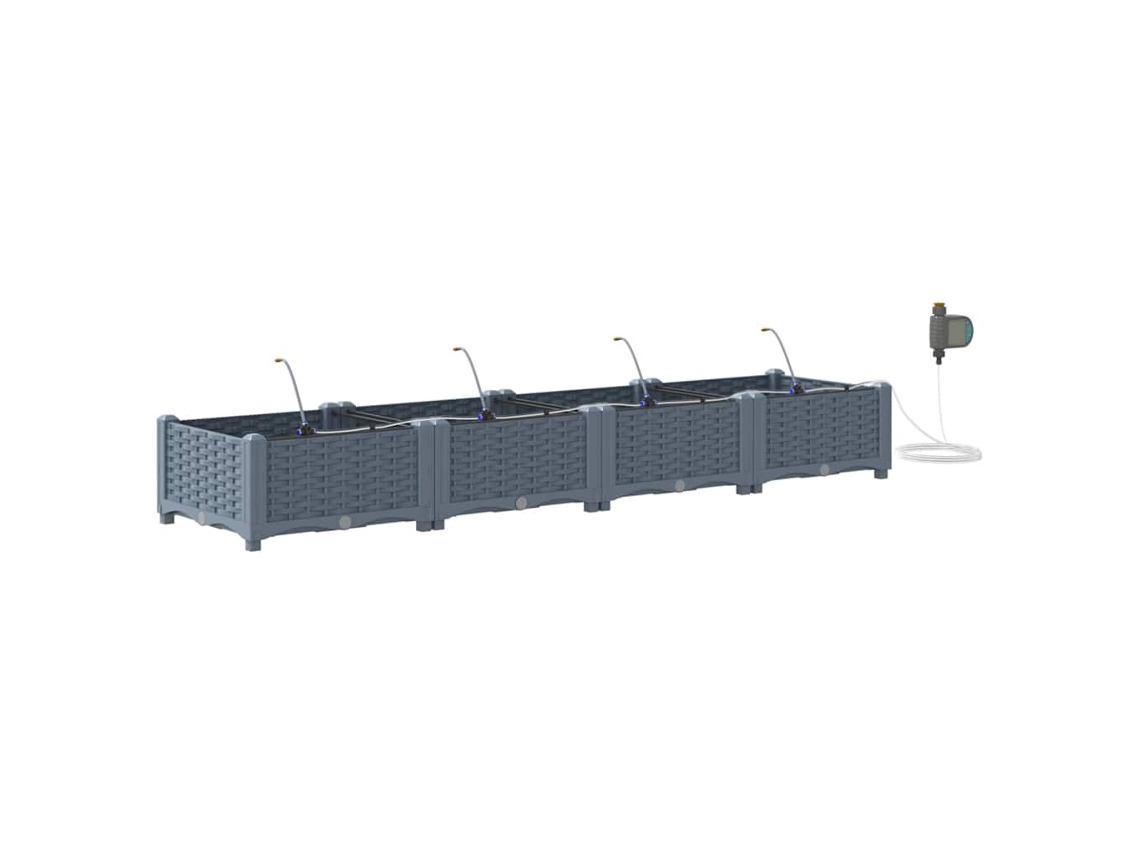 Conjunto 4 Vaso De Jardim Vidaxl Cinzento-claro Polipropileno (160 X 40 X 22 Cm)