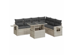 Conjunto 7 de sofás de jardim VIDAXL Cinzeto Rattan / Vime