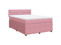 Cama com Molas/colchão 160x200 Cm Veludo Rosa MAISON EXCLUSIVE