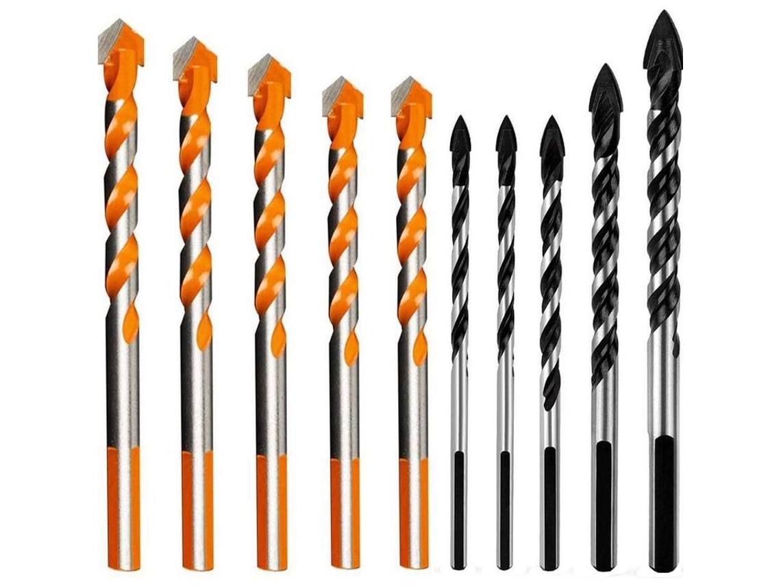 10pcs Brocas De Concreto Com Carbeto De Tungstênio Profissionais 6mm/8mm/10mm/12mm Para Telha, Mão De Obra, Madeira, Plástico