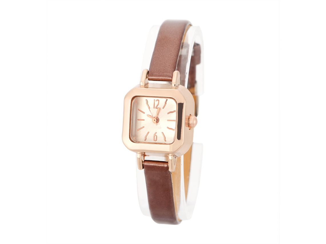 Relógio de Pulso Feminino Analógico de Quartzo com Cinto Pu Marrom Elegante