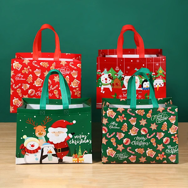 Conjunto De 4 Sacolas De Natal Com Alças Para Presentes De Natal.
