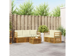 Vidaxl Conjunto De Sofás Para Exterior 6 Unid. Natural E Creme