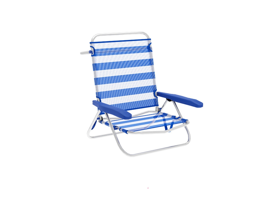 Marbueno Chaise Dobrável 5 Posições Alumínio Listras Azul E Branco Praia E Piscina 63x76x78 Cm 10314
