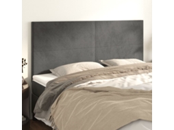 Cabecero de terciopelo de 4 piezas 80x5x78/88 cm gris oscuro