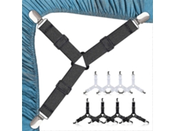 Suporte Para Lençóis, 8 Faixas Elásticas Ajustáveis ​​para Lençóis Com Clipe De Colchão Forte, Clipes De Lençóis Fáceis De Instalar Para Roupa De Cama