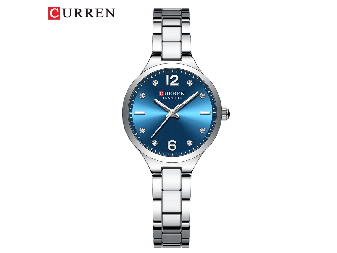 Relógio Feminino De Luxo Com Movimento De Quartzo (azul Prateado), Elegante E Com Mostrador Pequeno.