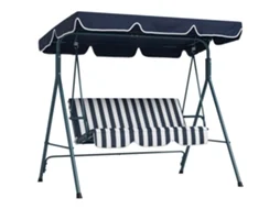 Baloiço Exterior Poliéster, Tecido Teslin (100% Poliéster) e Metal Cor Azul e Branco 172x110x153cm Outsunny