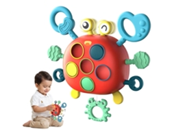 Brinquedo Sensorial Montessori para Bebé. Caranguejo em Silicone com Cordão para Puxar, Ideal para Crianças Dos 6 Aos 18 Meses. CZHHMART
