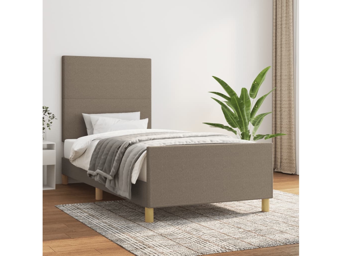 Estrutura Cama Sem Colchão 90x200 Cm Tecido Cinza-acastanhado