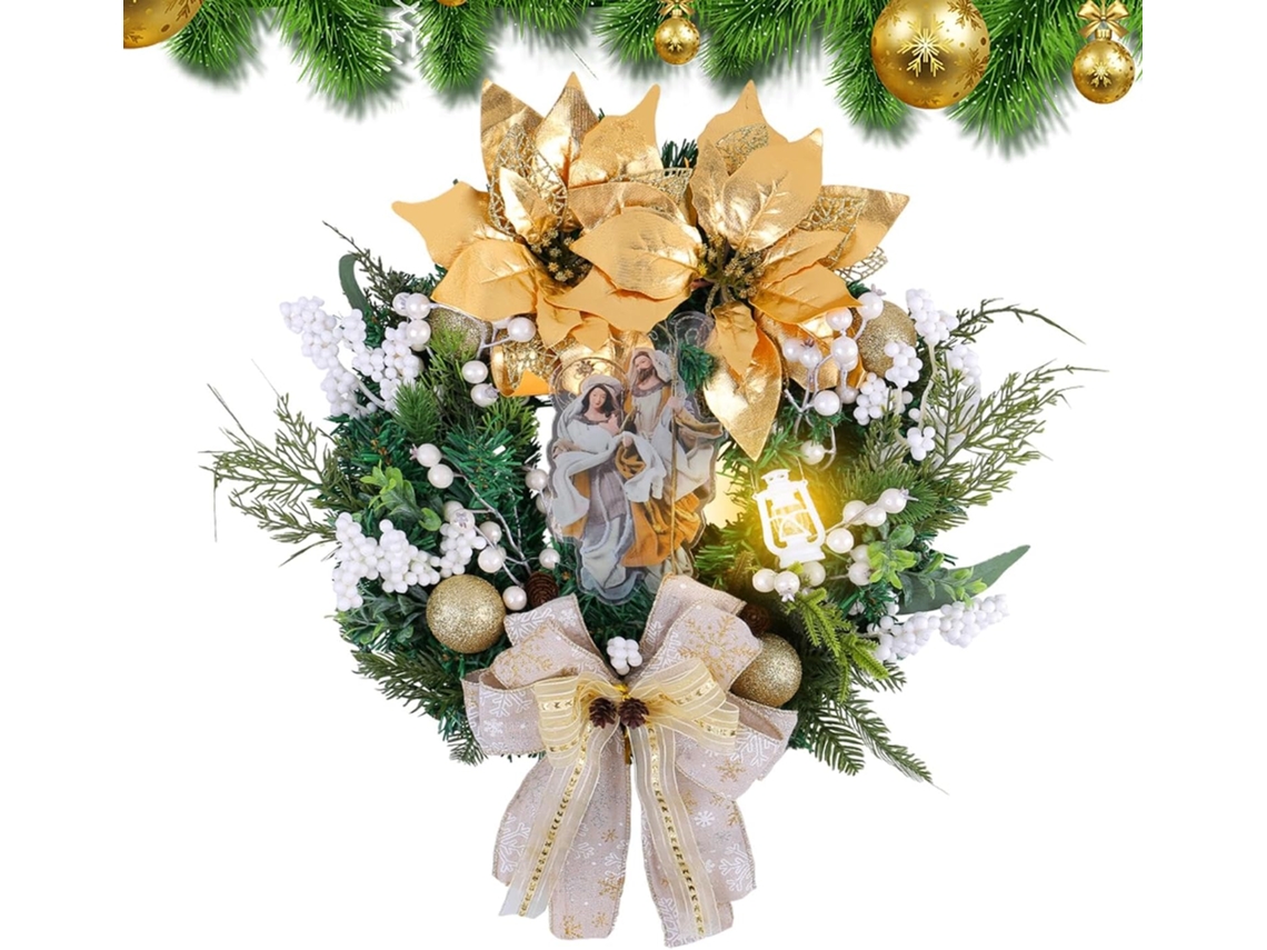 Elegante Guirlanda De Natal Iluminada Para Porta Sagrada |