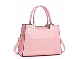 Bolsa Feminina Pu Versátil com Alça Topo e de Ombro para Trabalho e Compras Rosa