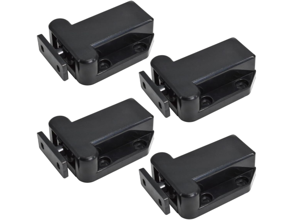 Conjunto De 4 Fechos Porta Com Trava Automática Em Abs Preto,