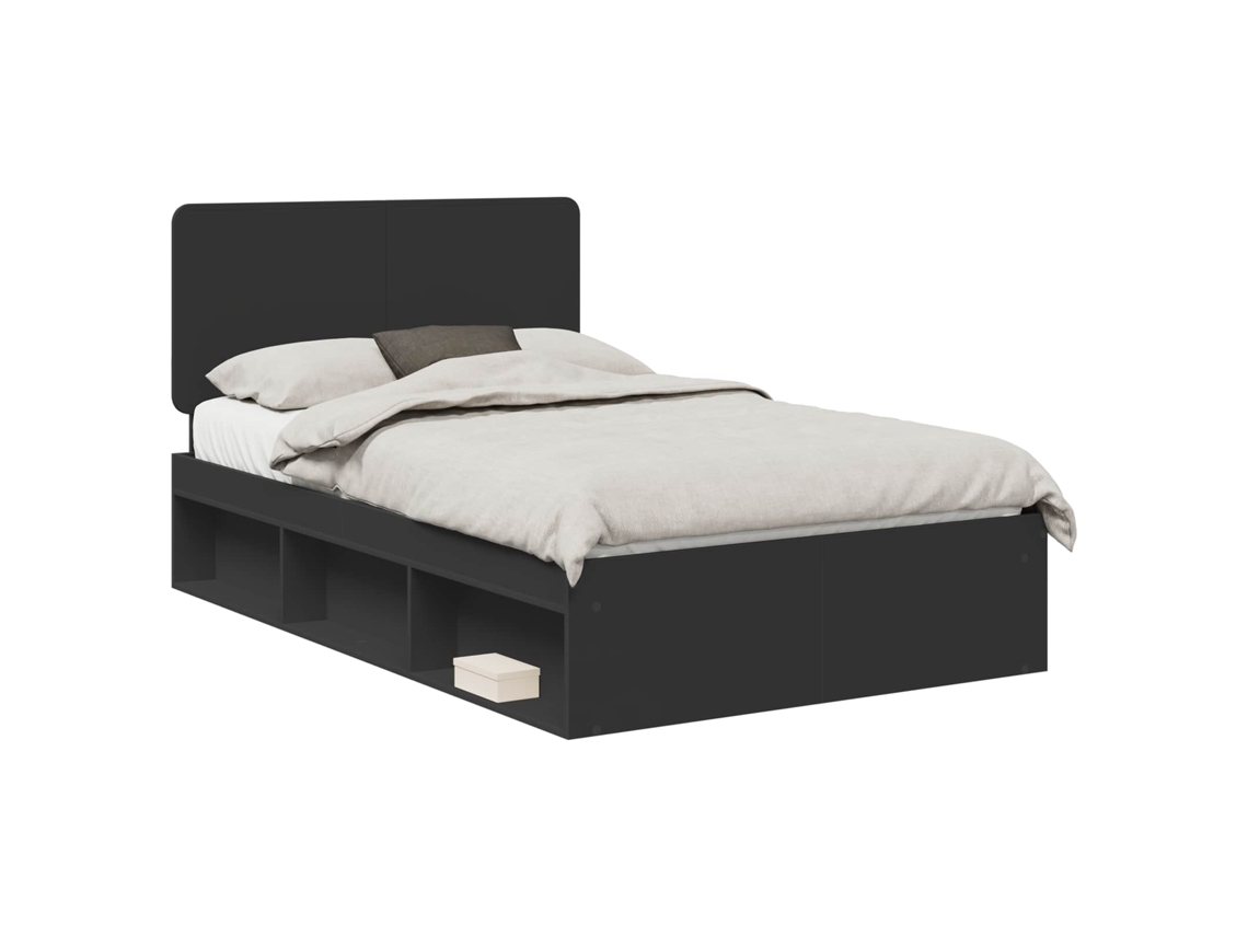 Estrutura da Cama Preto 135x190 cm Madeira de Pinheiro Sólida MAISON EXCLUSIVE