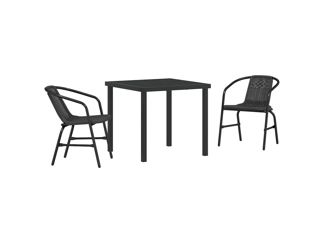 Maison Exclusive - Conjunto De Jantar Para Jardim 3 Pcs Preto Aço Revestido A Pó