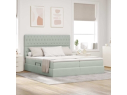 Vidaxl Cama De Armazenamento Led Com Colchão Cinzento-claro