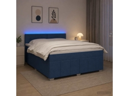 Vidaxl Cama Box Spring Com Colchão Azul 160 X 200 Cm Tecido