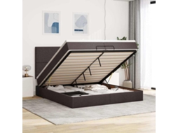 Vidaxl Estrutura De Cama Otomana Com Colchões Tecido Castanho Escuro