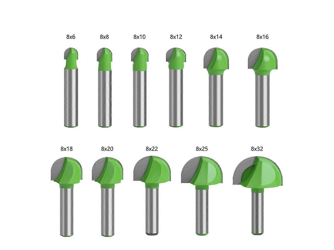 Cortador De Fundo Redondo De Madeira, 11 Peças De Brocas Router Com Mango De 8mm De Carbeto Para Ferramentas De Corte Router