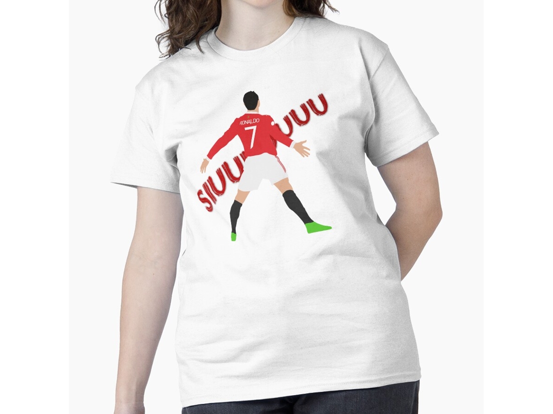 T-shirt Rockinstone Cristano Ronaldo Celebration Block Art Siuuuu With Text Classic Unisex For Football Fans-(l)