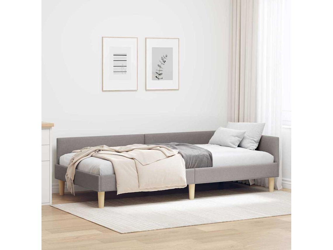 Vidaxl Estrutura De Cama De Canto Cinzento-acastanhado 100 X 200 Cm