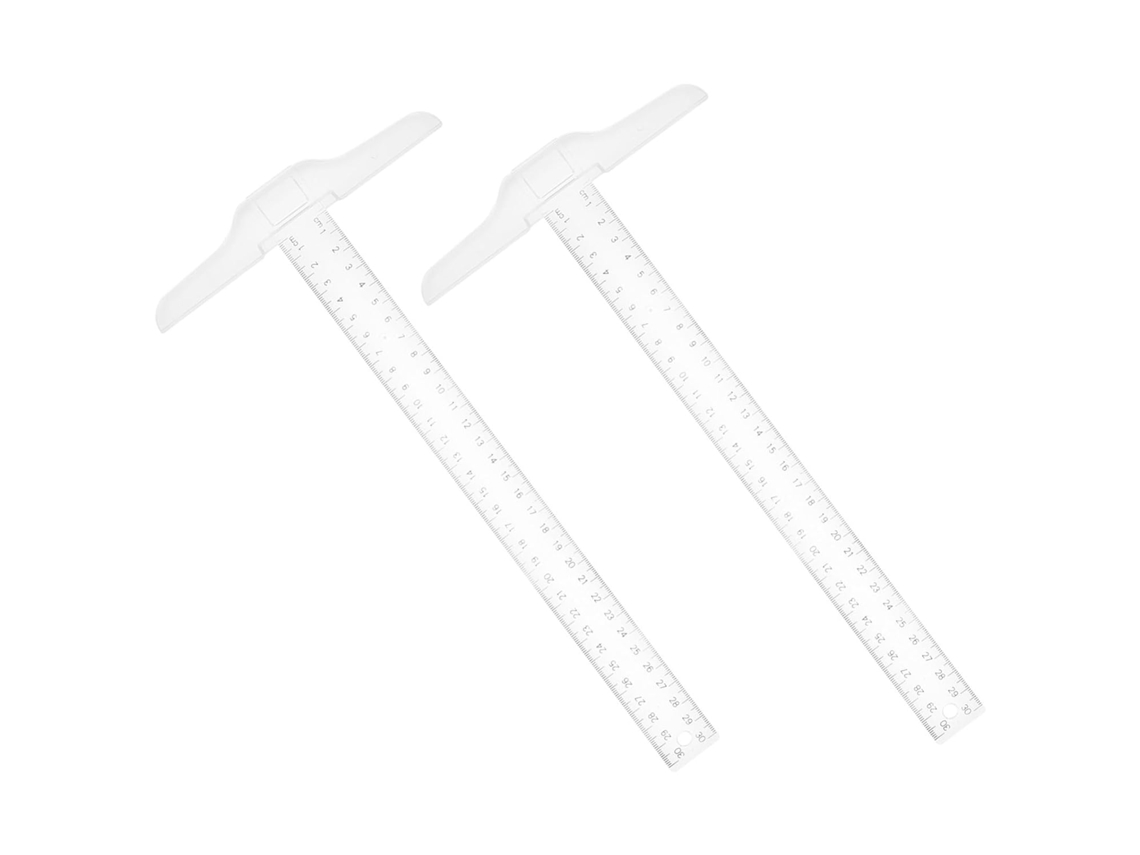 Régua T de plástico Aboofan, 2 peças, com marcações precisas para design e artesanato, ferramenta versátil e adequada.