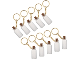 10 Frascos Vidro Rolhas Cortiça 5 Pacote Recipientes Transparentes Chaveiros Metal Decoração Confecção GOKOCO