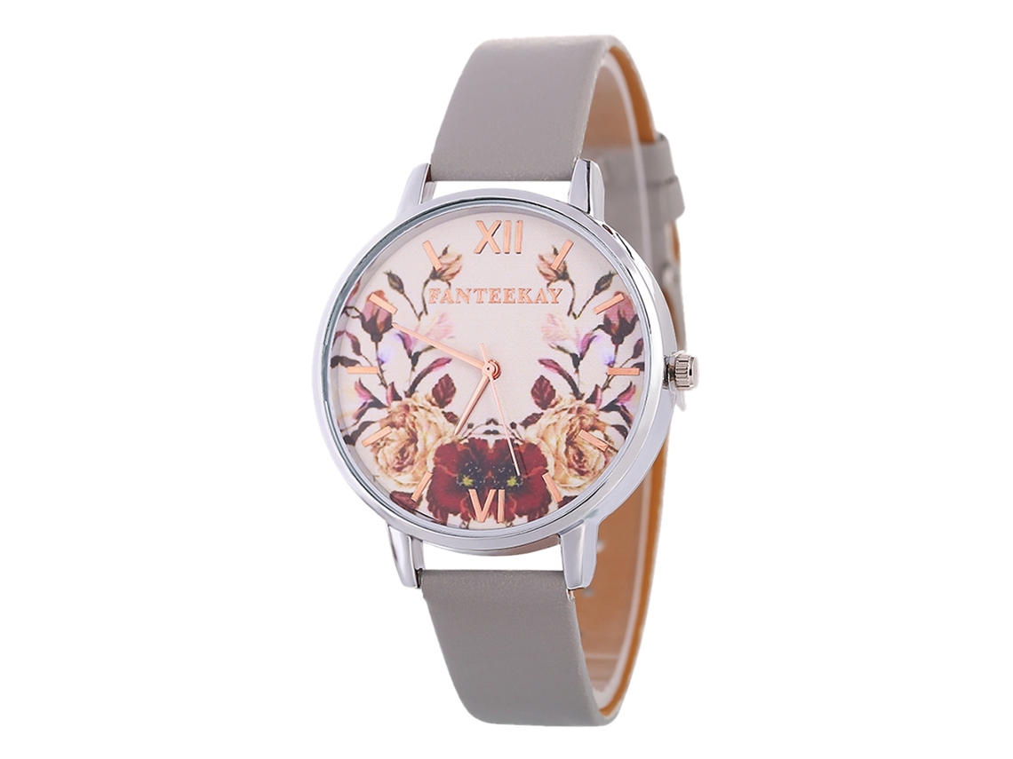 Relógio de Pulso Casual de Quartzo Estilo Coreano com Pulseira de Couro Cinza
