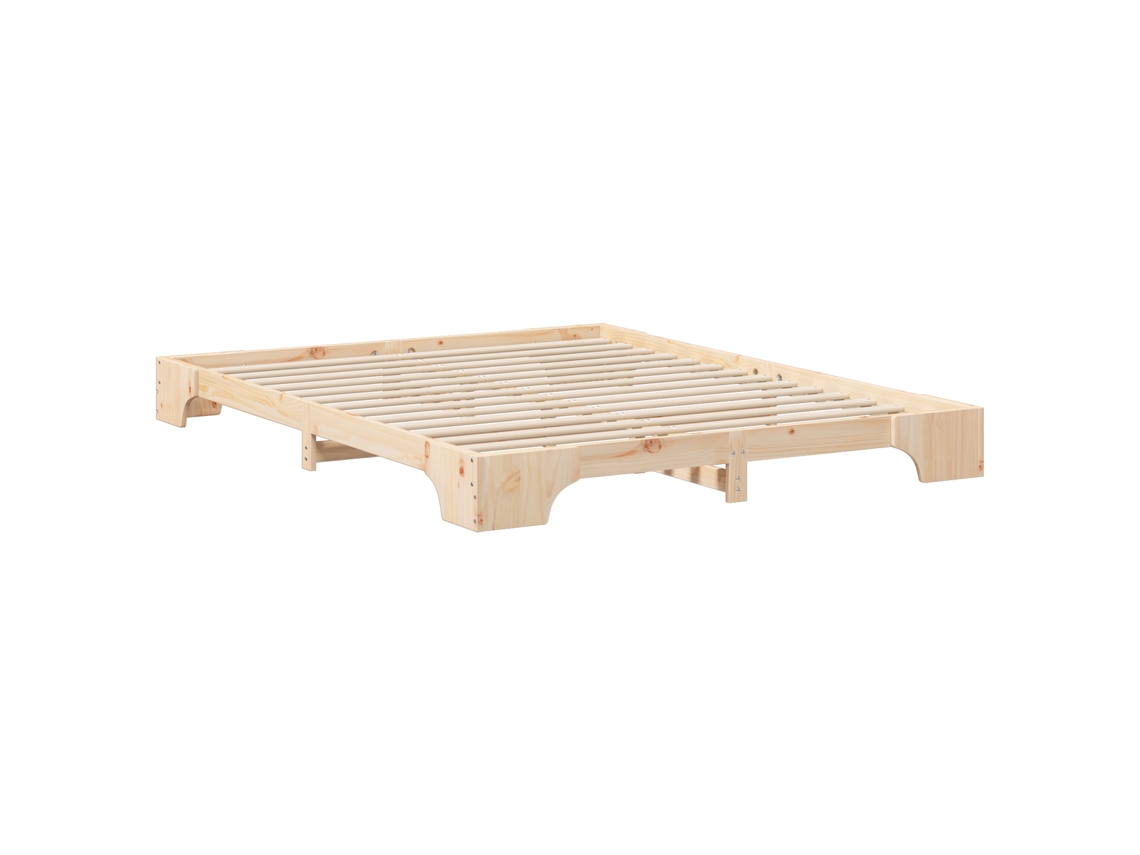 Conjunto 1 Estrutura Da Cama Vidaxl Castanho Madeira De Pinho Maciça (160 X 220 Cm)