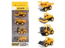 Primerox 4pcs Carro de Brinquedo Liga 1/60 Carro de Engenheiro com Função de Recuo para Crianças