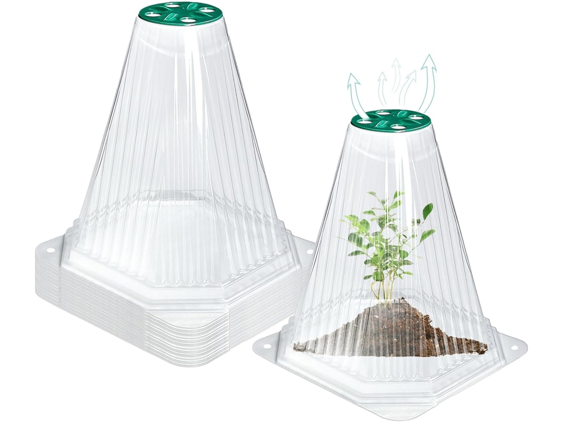 Kit De Peças Conjunto De 12 Capas Transparentes Para Plantas De 20 Cm (7,9 Polegadas). Proteção Contra Geadas, Animais E Geadas. Capa - Elysve