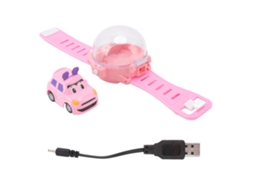 Carro Rc Com Controle Por Relógio Usb Cute Mini Modelo Rosa Para Crianças Acima De 3 Anos