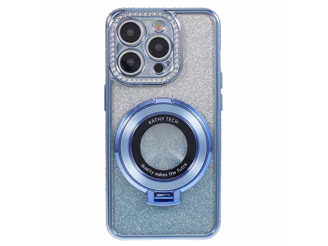 Suporte Casa Para Iphone 13 Pro Pele Sintética Azul