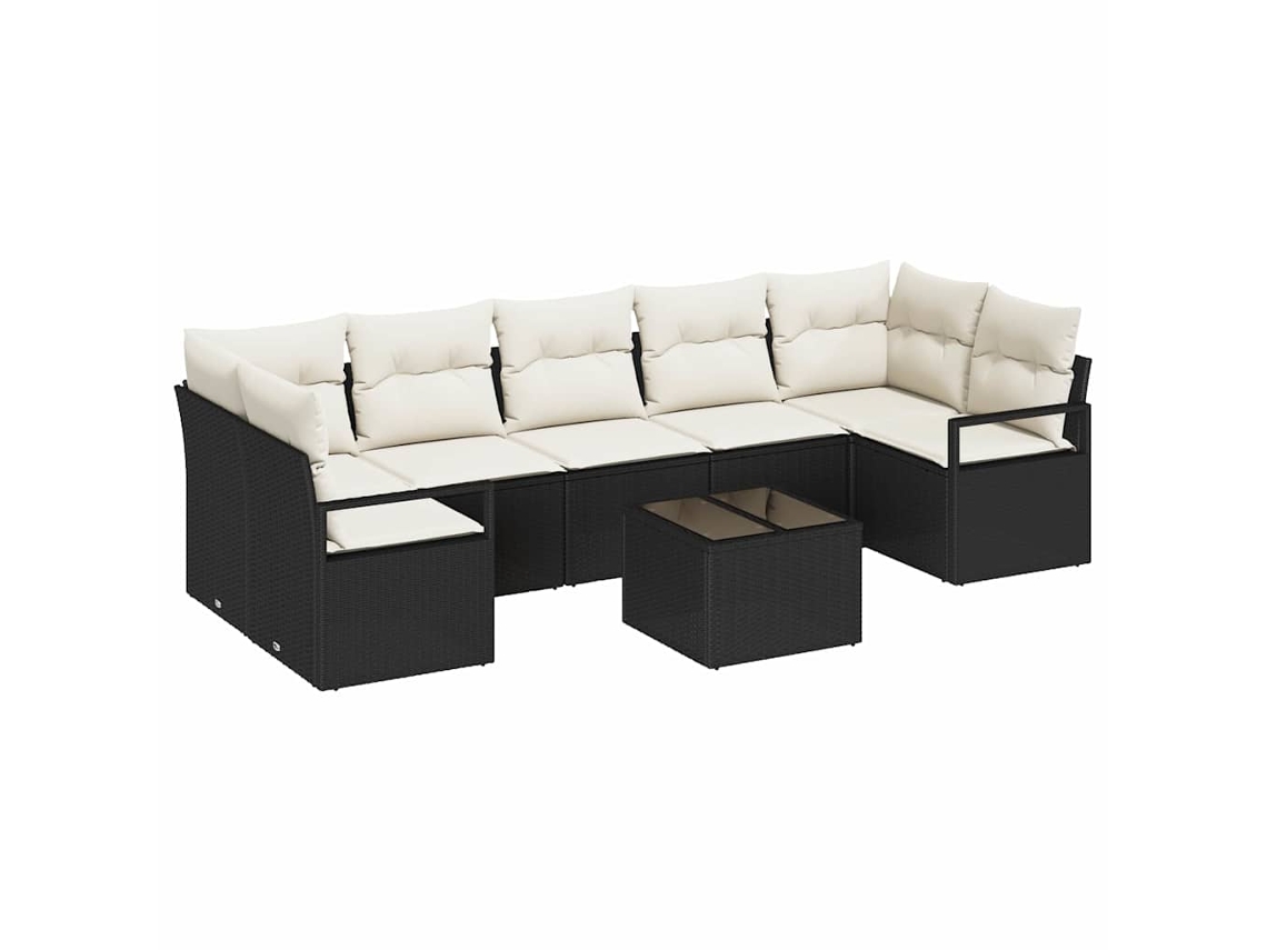 Maison Exclusive - Conjunto De Sofás 8 Pcs Preto E Creme Vime Pe