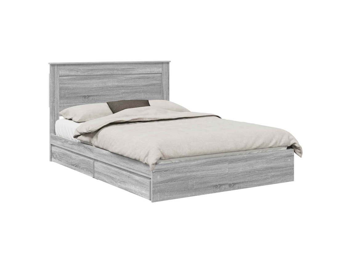Cama com Armazenamento com Cabeceira Cinza Sonoma 140x200 cm MAISON EXCLUSIVE
