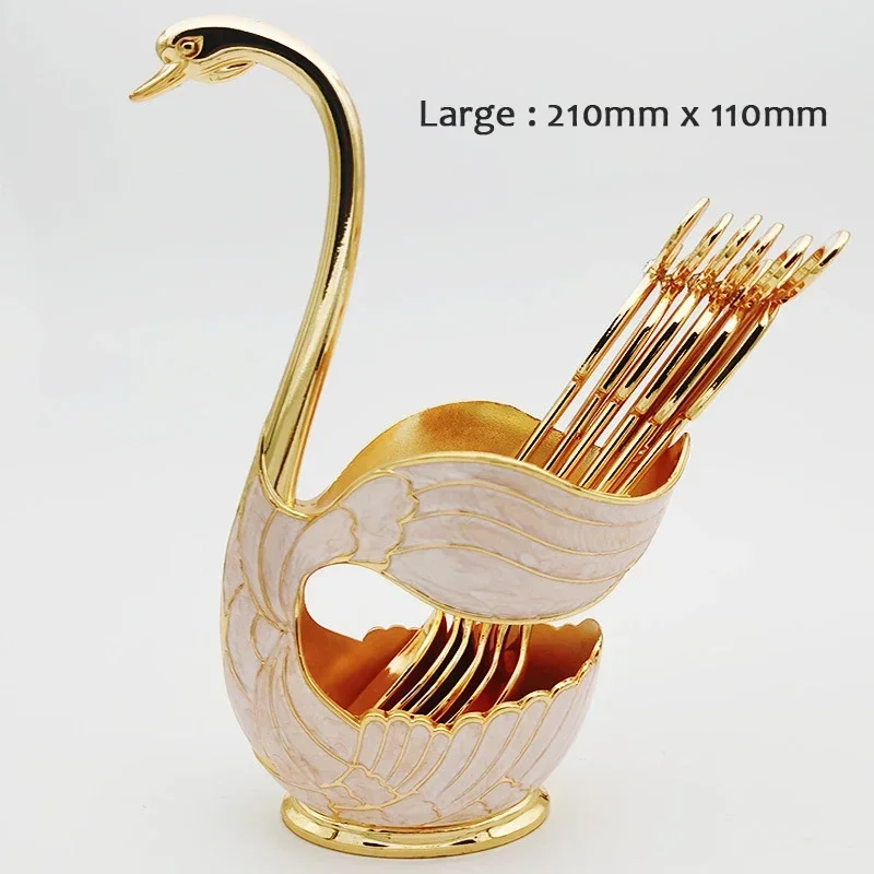 Porta talheres em Formato de Cisne, Armazenamento Luxuoso de Talheres, Decoração de Cozinha Elegante. MDUG (rosa, 6 Colheres)